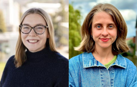 Photo of Margaret Kenney in black sweater and Alyssa Heinze in blue collar shirt